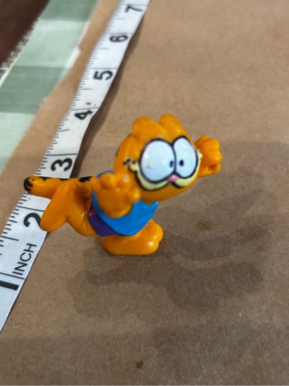 Garfield Orange Cat Figurine Toy with Blue Shirt - Licensed Character